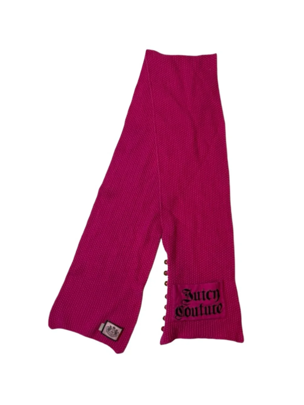 Juicy Couture Pink Knit Scarf Y2K Logo Cozy Winter Soft Textured Wrap Preppy